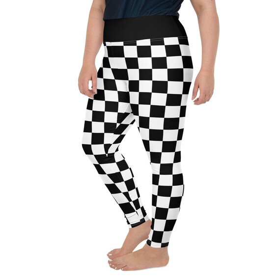Checkered Leggings Plus Size, Chequered Goth, Full Ankle Length