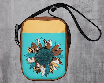 Boho Sunflower Crossbody Bag: Hippie Festival Travel Bag