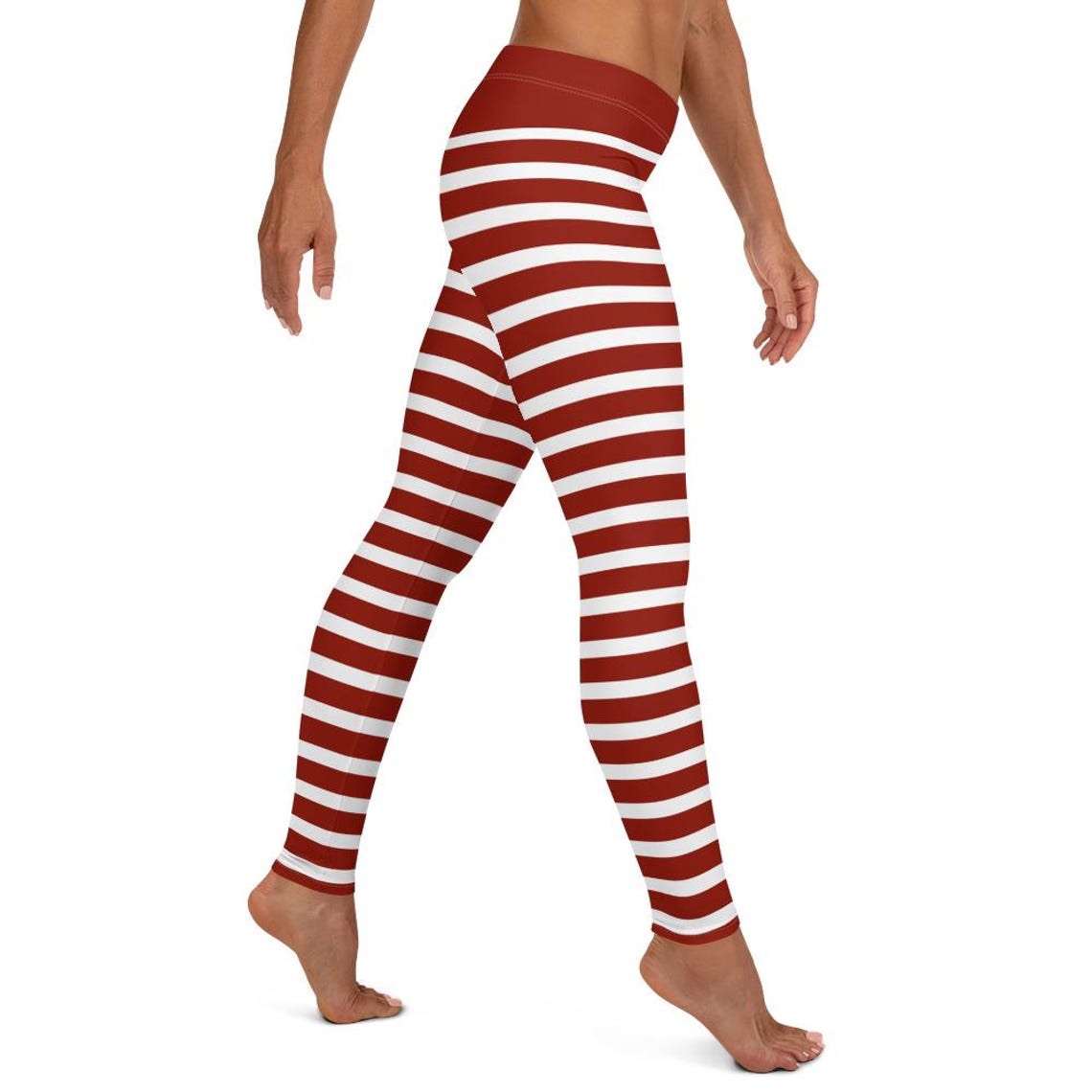 Girls Red Christmas Stripe Buttery Soft Leggings main image 0