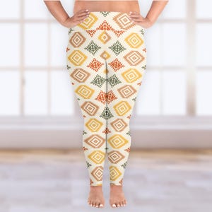 Boho Leggings, Plus Size, Tribal Print Leggings, Comfortable Soft Yoga Pant, Boho Chic Apparel, Women&#39;s Boho Tights, Festival Leggings