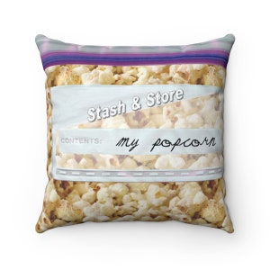 Baggies Of Snacks Popcorn Design Sofa Decorative Spun Polyester Square Pillow Case