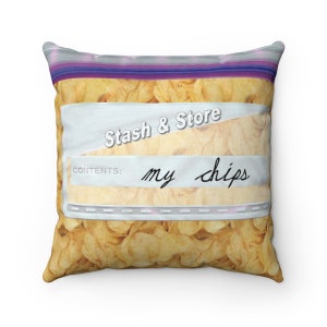 Baggies Of Snacks Potato Chips Design Sofa Decorative Spun Polyester Square Pillow Case