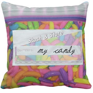 Baggies of Candy, Snack Design Sofa decoratieve zachte gebreide kussensloop 14,25 x 14,25 inch