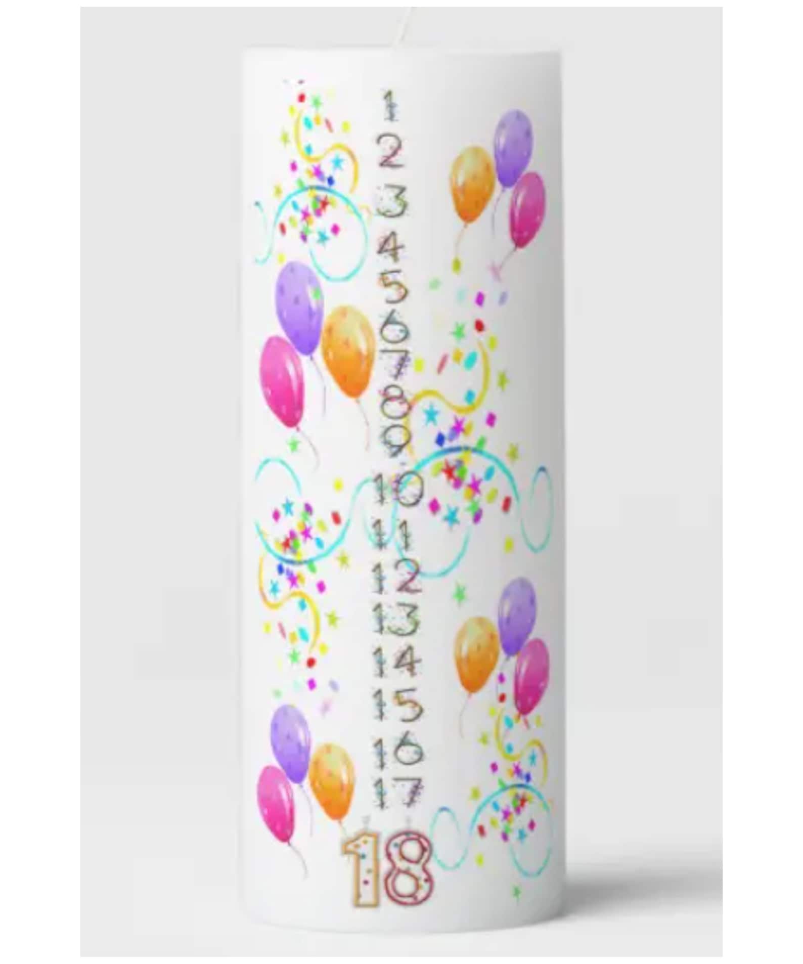 Birthday Countdown Candle Multi Color, Blue or Pink 1 18 Years 9 Inches Tall Pillar 3 Inch