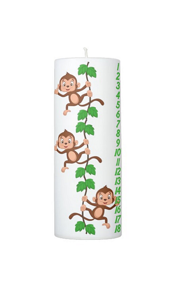 Little monkeys birthday countdown candle 1 18 years 9 inches tall