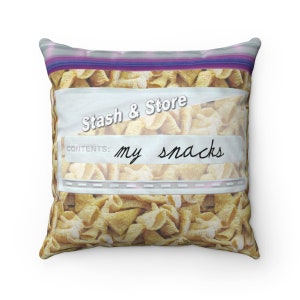 Baggies Of Snacks Bugles Design Sofa Decorative Spun Polyester Square Pillow Case