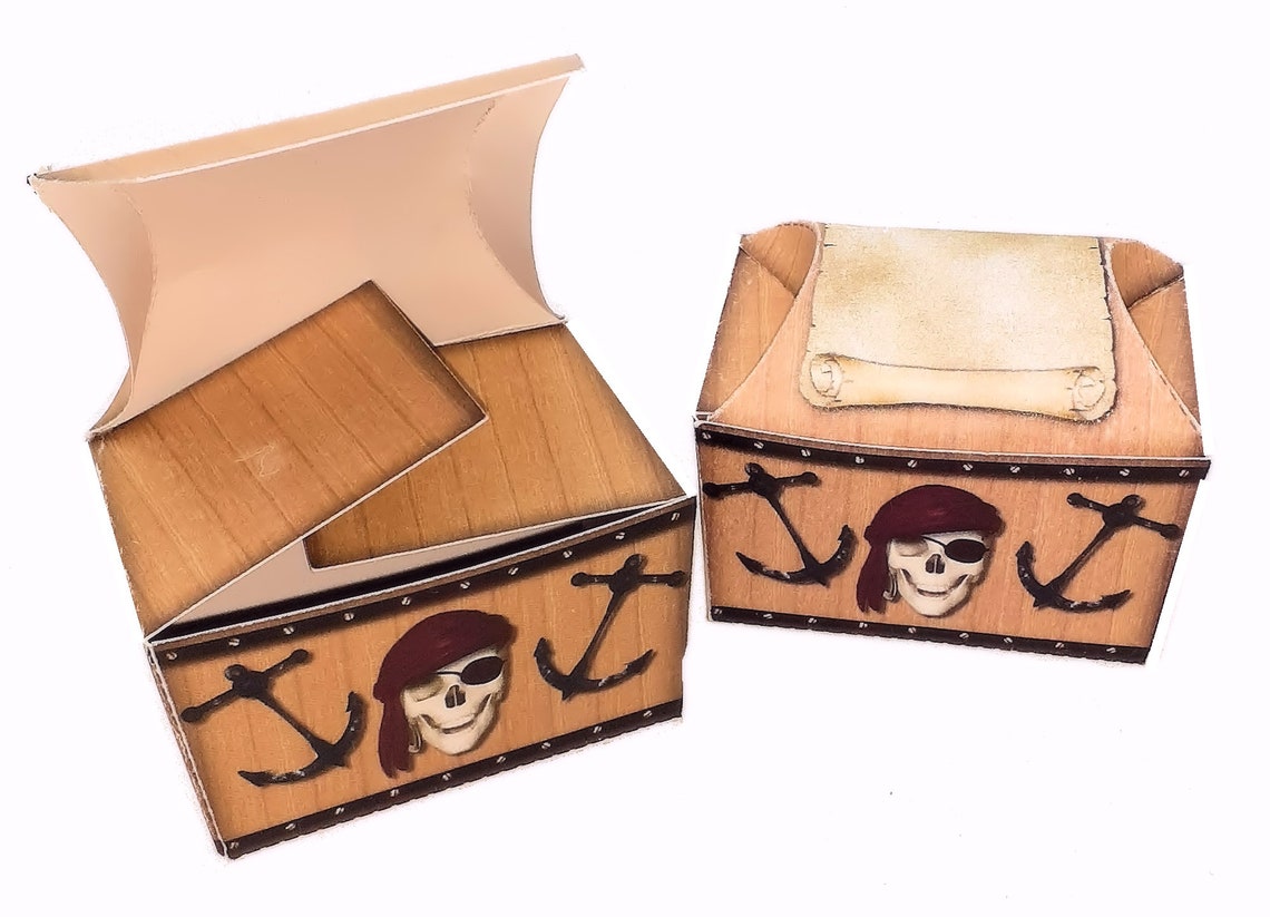 Pirate Treasure Chest Cardstock Party Favor Boxes Set of 6 Etsy