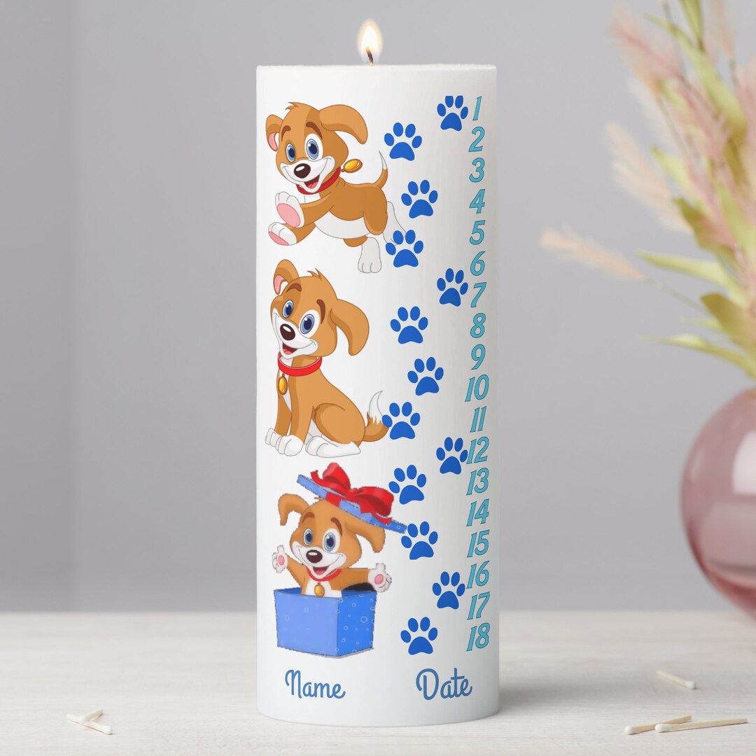 Birthday countdown candle puppies puppy dogs 1 18 years 9 inches tall