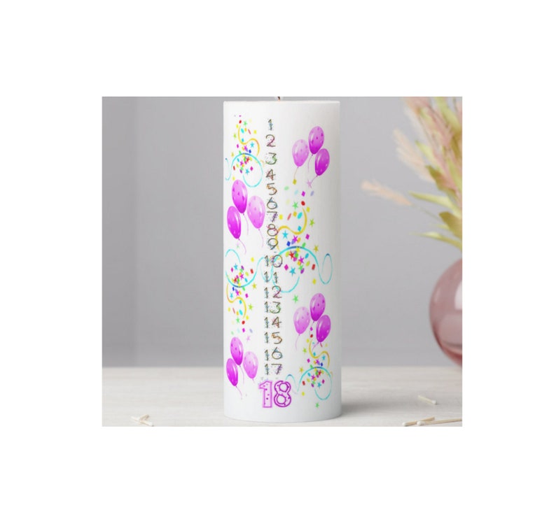 Birthday countdown candle multi color blue or pink 1 18 years 9 inches