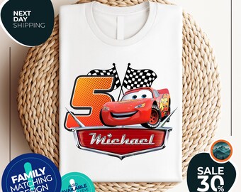 Custom Lightning McQueen Car Birthday Shirt | Family Matching Cars Birthday Tee | Cars Personalized Shirt Kids | Family Tees Custom