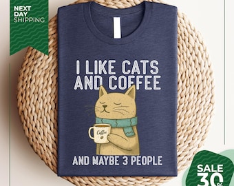 I Like Cats And Coffee Shirt | Coffee Lover Shirt | Funny Cat Shirt | Cat Mom Gift | Cat Lover Shirt | Retro Coffee Shirt | Vintage Cat Tee