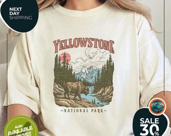 Comfort Color® Vintage Yellowstone National Park Shirt | Retro US Parks Tee | Trendy Granola Girl | Oversized Top | Gorpcore Boho Forestcore