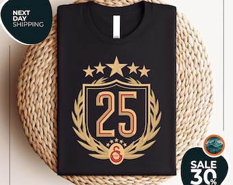 Galatasaray 25 Sampiyon Shirt | Golden | 25 Championship Shirt | Galatasaray 5 Stars Jersey | Galatasaray Tee | Galatasaray Champion | GS 5