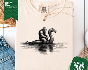 Comfort Colors® Funny T Shirts | Bigfoot Shirts | Hilarious Loch Ness Monster Really Vintage Shirt | Funny Sasquatch Graphic Big Foot Shirt