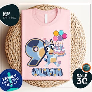 Custom Bluey Birthday Shirt | Gift For Kids | Bluey Bingo Shirt | Boy Girl Birthday Tshirt | Personalized Blue Birthday Shirt | Funny Tee