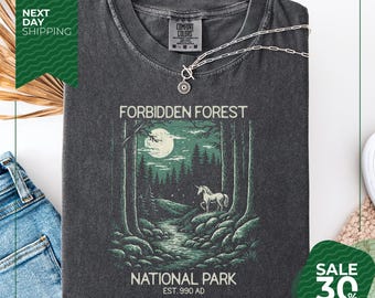 Comfort Colors® Forbidden Forest Shirt | Bookish T-Shirt | Wizarding School Tshirt | National Park Wizard Shirt | Thrifted Aesthetic Reader