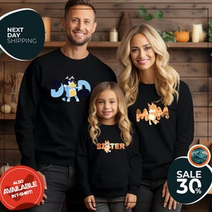 Bluey Family Sweatshirt | Family Matching Hoodie | Bluey Dad Sweat | Bluey Birthday Party Hoodie | Bluey Era Sweater | Bluey Cartoon Sweat