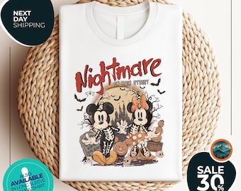 Vintage Mickey & Minnie Skeleton Nightmare On Main Street Baby Tee | Mickey Skeleton Baby Tee | Disney Trip Halloween Baby Tee