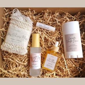 All-Natural Facial Gift Set | Brightening Face Mist Oil | Charcoal Detox Soap | Shea | Vitamin E Soap | Body Balm | Gifts Under 100 for Her