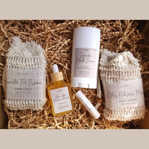 All-Natural Facial Gift Set | Brightening Marula Face Oil | Charcoal Detox Soap | Vitamin E Soap | Body Balm | Gifts Under 100 for Her