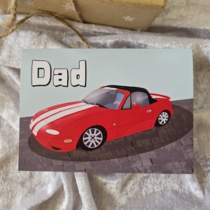 Dad MX5 Car Greeting Card, Father&#39;s Day Card, Birthday Card for Dad, Miata Lover Gift, Car Enthusiast Card, pdf, instant download