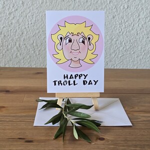 Carta Kawaii Troll, Buon Troll Day, biglietto di auguri, biglietto di compleanno, biglietto fumetto, biglietto divertente