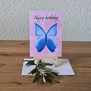 Blue butterfly card, Butterfly, Birthday card, Happy birthday card, Blue butterfly, Greeting card, cute card, gift