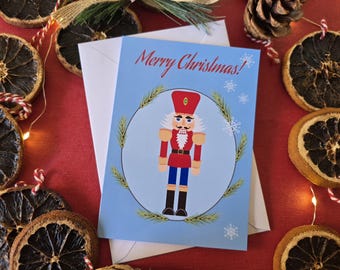 Nutcracker Christmas card, vintage style, Christmas card, Christmas greetings, The nutcracker