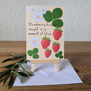 Erdbeer Kuss Karte, Glücksbringer Geschenk, Freundin, Frau, Verlobte, Valentinstag Karte, Liebes Karte, Sofort Download, Geburtstagskarte, Grußkarte