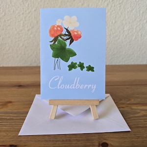 Tarjeta con mora de los pantanos, baya dorada, manzana horneada de Terranova, aqpik, flores, cottagecore, bayas silvestres, tarjeta artística, tarjeta de felicitación, tarjeta de cumpleaños