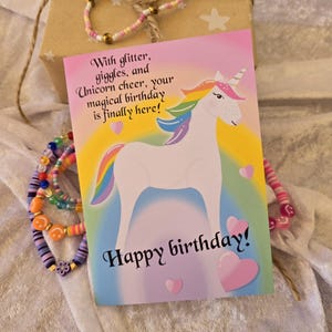 Magical Unicorn Birthday Card, Rainbow Sparkle Greeting, Unicorn Party, Birthday Wishes, Kids Card, pdf, instant download