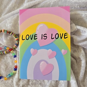 Carte de voeux fierté, carte Love is love, carte de soutien LGBTQ+, carte égalité, carte arc-en-ciel, cadeau du mois de la fierté, pdf, téléchargement immédiat