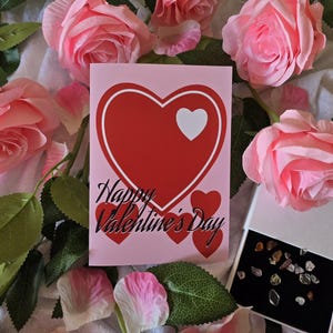 Love Card with Red Hearts, Valentine&#39;s Greeting, Heartfelt Message, Romantic Card, Anniversary Card, Valentine&#39;s card, printable pdf