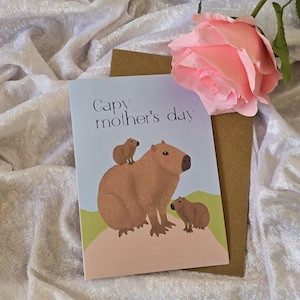 Cartão de Dia das Mães Capivara, Cartão de Saudação Bonito, Dia das Mães Capivara, Cartão Animal, Presente para Mãe, cartão engraçado