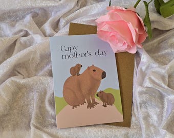Capybara Mother's Day Card, Cute Greeting Card, Mom's Day Capybara, Animal Card, Gift for Mother, funny card