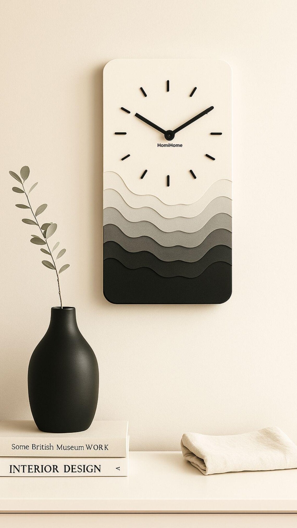 Modern Minimalist Wall Clock | Wavy Design | Silent Non-ticking ...