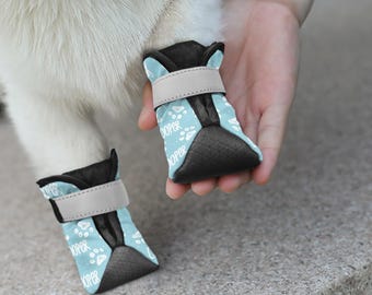 Personalized Multicolor Paw Print Non-Slip Dog Shoes for Hot Pavement with Name Outdoor Accessories Birthday Gift for Dog Owners