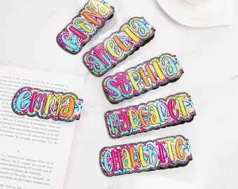 Where Every Chapter Knows Your Name - Personalized Bright Paisley Floral Doodle Magnetic Bookmark Clips Reading Birthday Gift