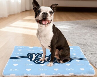 Personalized Pet Face Photo Paw Print Soft Pet Bed Mat with Name Pet Birthday Adoption Anniversary Gift for Pet Lovers Owners