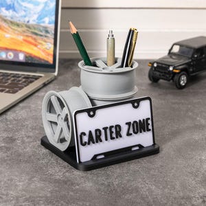 Personalized 3D Printed Stacked Wheels Pencil Holder, Modular Wheel Pen Stand, Desk Organizer Office Accessories, Gift for Car Lovers