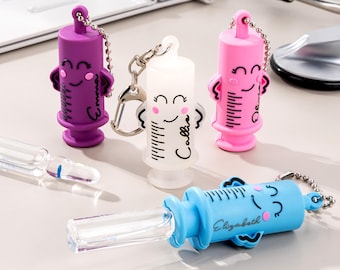 Ouvre-ampoule personnalisé en forme de seringue avec fermoir en métal et nom, cadeau de remerciement de la fête des infirmières pour les infirmières et le personnel médical