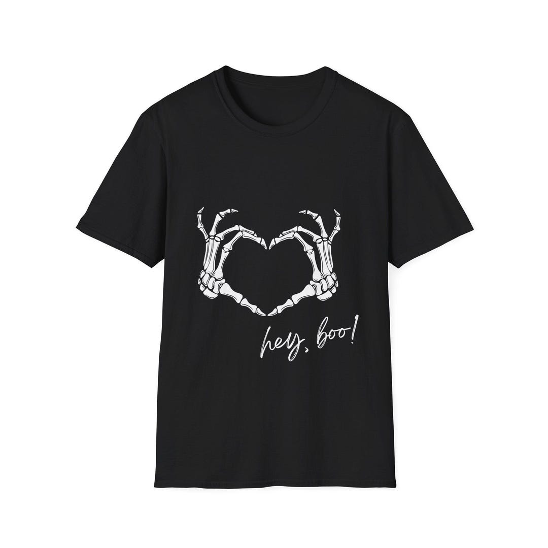 Hey Boo Skeleton Skeleton Heart-shaped Hands, Hey Boo Unisex Softstyle Halloween T-shirt ...