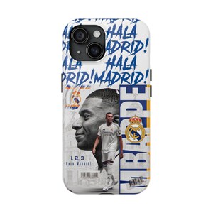 Fußball Handyhülle, Real Madrid Kylian Mbappe Fußballfan Schutzhülle, Geschenk für die Sportmannschaft, offizieller Merchandise für Fußballspieler, robust