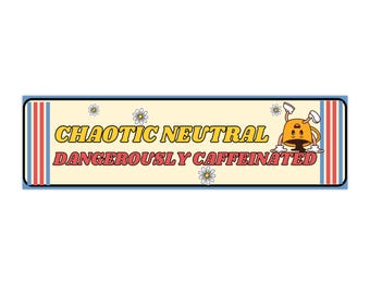 Chaotic Neutral Caffeine Sticker: Funny DnD Car Decal - Coffee Addict