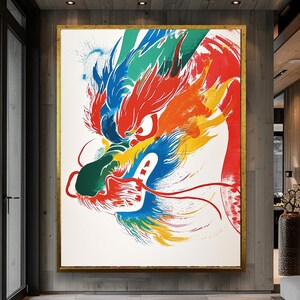 Dragon Wall Art, Canvas Wall Decor, Framed Art, Dragon Print, Chinese Dragon Decor, Oriental Art, Mythology Print, Feng Shui Decor,