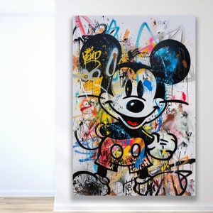 Canvas Print Pop Art Graffiti Canvas Wall Decor, Street Style Framed Art with Bold Cartoon Character, Perfect for Urban and Modern Home Art