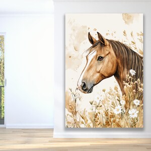 canvas wall decor, framed art, home decor, horse wall art, nature inspired, cottagecore art, equestrian print, wildlife decor, rustic farm