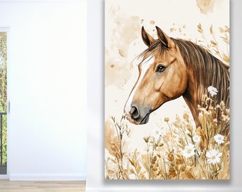 canvas wall decor, framed art, home decor, horse wall art, nature inspired, cottagecore art, equestrian print, wildlife decor, rustic farm