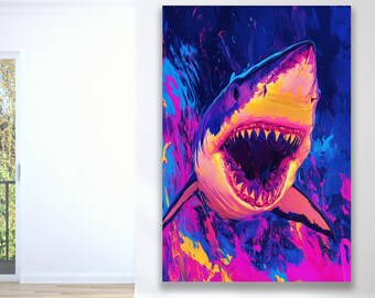 Shark Canvas Wall Art, Canvas Prints, Framed Artwork, Shark Canvas Gift, Shark Gifts, Fish Print, Fish Art, Ocean Print Ocean Art Sea Canvas
