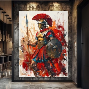 Roman Warrior Art, Canvas Wall Decor, Wall Art, Ancient Soldier Art, Canvas Print, Military Wall Decor, Framed Canvas, Gladiator Wall Art,